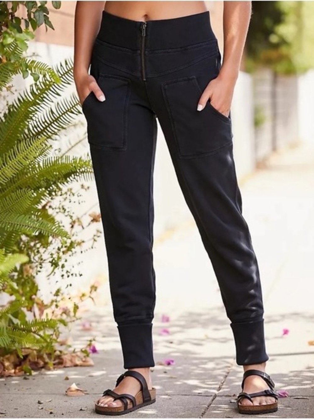 FP Movement Free People On The Road Zip Front Joggers Black - Size S